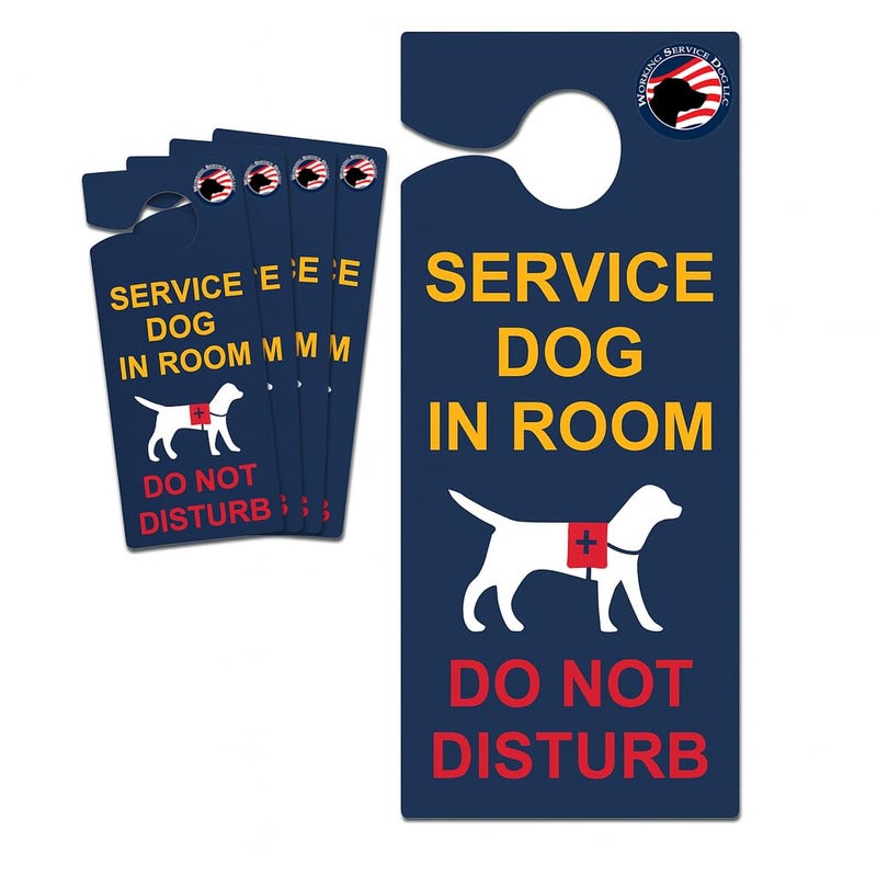 WORKINGSERVICEDOG.COM "Service Dog in Room - Do Not Disturb" - Door-hanger Pack of 5 - Image 1